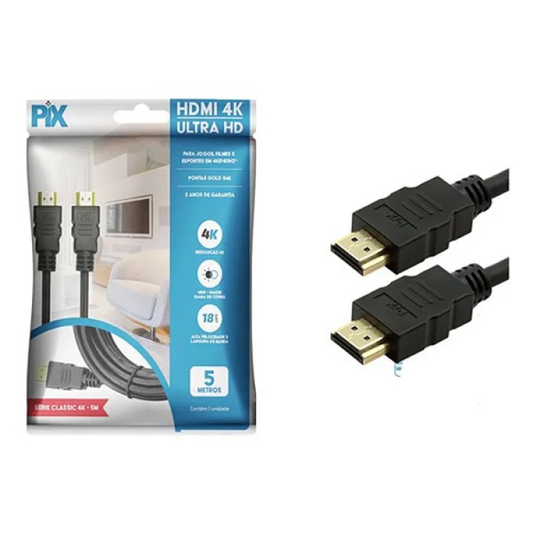 Cabo Hdmi Gold 2.0 4k  5 Metros PIX