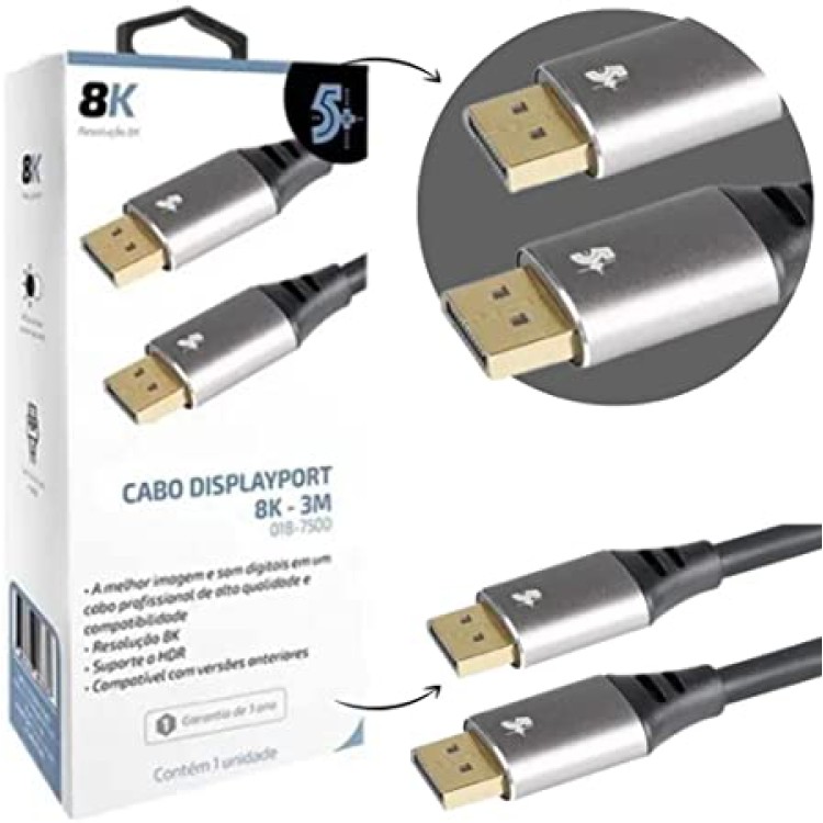 Cabo Displayport  8K  1.8 m 5+ 018-7499