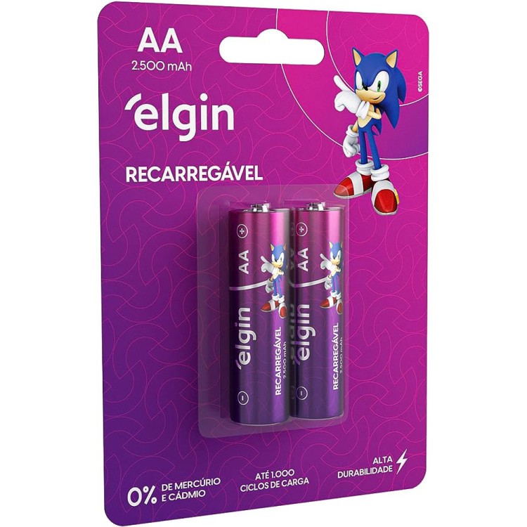 Pilha recarregável AA 2500mAh Elgin