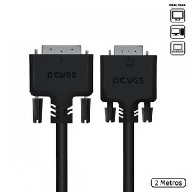 Cabo dvi-i 24+5 para vga 15 Pinos macho 2 metros - pdvm15-2 - pcyes