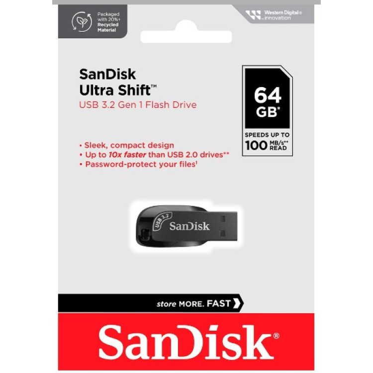 Pen Drive SanDisk Ultra Shift, 64GB, USB 3.2