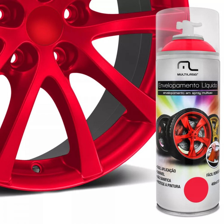 Spray De Envelopamento Líquido Multilaser 400 Ml Vermelho Fluorescente Au424