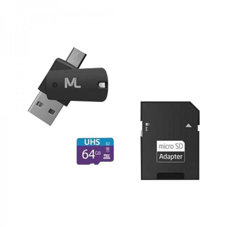 Cartão De Memória Multilaser Mc152 Com Adaptador Sd 64gb