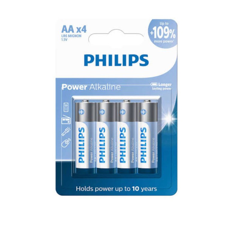 Pilha Philips alcalina AA 1.5V com 4 unidades LR6P4B/59