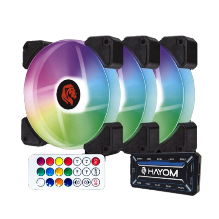 KIT 3 FAN COOLERS RGB HAYOM 12CM – FC1306