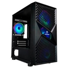 Gabinete Gamer ONE POWER Fractal, Mid Tower, M-ATX, Lateral em Vidro Temperado, Preto