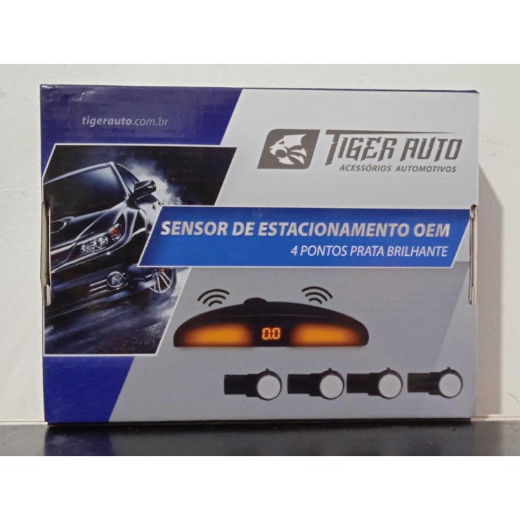 Sensor de Estacionamento OEM 4 Pontos Prata Brilhante Tiger Auto TG1309.002