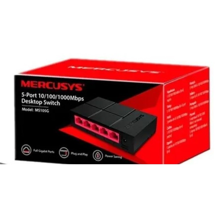 swicth 5 portas gigabit mercusys rj45 ms105g